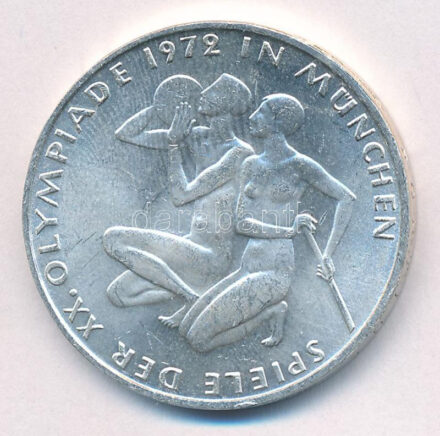 Német Szövetségi Köztársaság 1972G 10M Ag 'Müncheni Olimpia - térdelő atléták' T:1- Federal Republic Germany 1972G 10 Mark Ag 'Munich Olympics - Athletes kneeling' C:AU Krause KM#132
