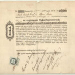 Esztergom 1864. 'Esztergomi Takarékpénztár' kitöltött váltó 22Ft-ról, okmánybélyeggel T:III kis szakadás