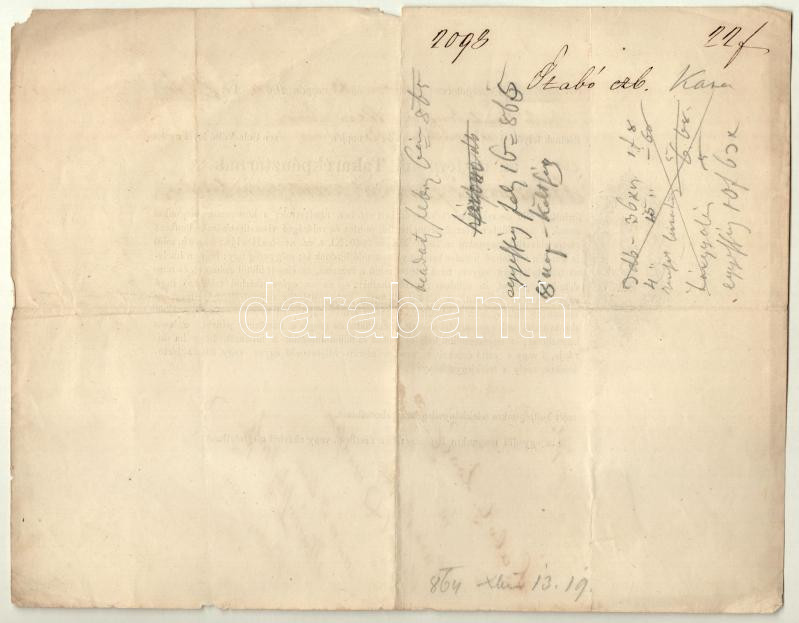 Esztergom 1864. 'Esztergomi Takarékpénztár' kitöltött váltó 22Ft-ról, okmánybélyeggel T:III kis szakadás - Image 2