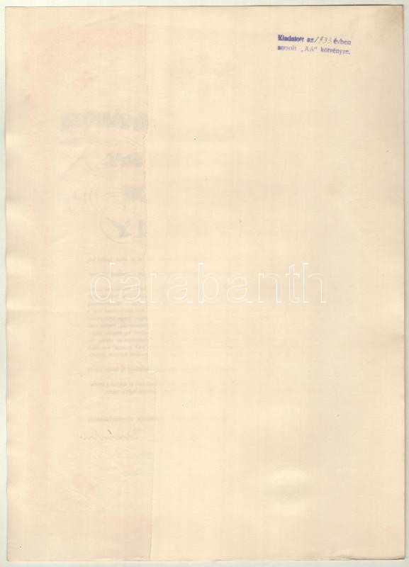 Budapest 1930. 'Budapest Székesfővárosi Közlekedési R.-T.' kötvénye 10db élvezeti jegyről, szárazpecséttel, bélyegzéssel, vízjeles papíron T:I- - Image 2