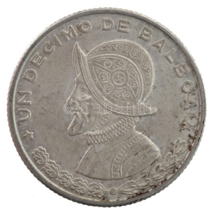 Panama 1961. 1/10B Ag 'Vasco Nunez de Balboa' T:1- Panama 1961. 1/10 Balboa Ag 'Vasco Nunez de Balboa' C:AU Krause KM#24
