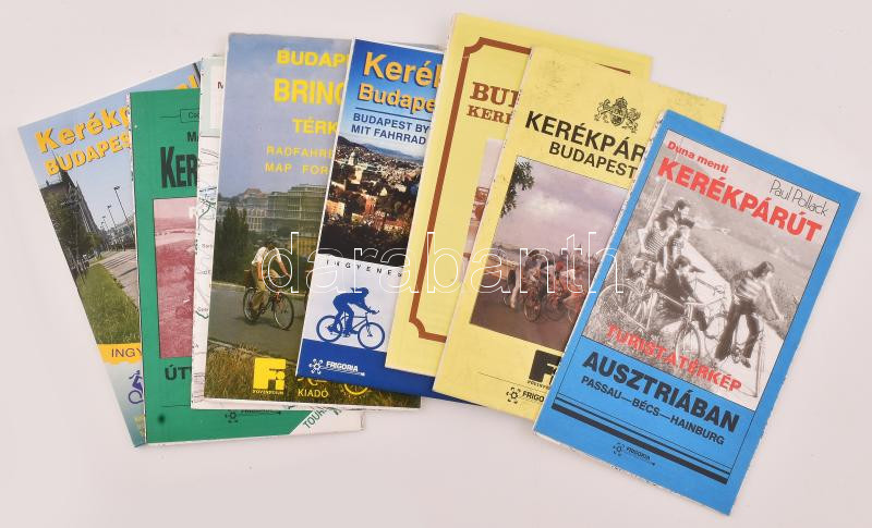 8 db kerékpáros térkép (Passau-Bécs-Hainburg, Budapest, Magyarországi kerékpártúrák)