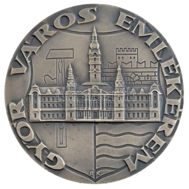 Renner Kálmán (1927-1994) DN 'Győr Város Emlékérem' egyoldalas, ezüstpatinázott bronz emlékérem tokban (80mm) T:1- ph