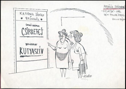 Kallus László (1924-1998): Aktuális színdarab (karikatúra). Tus, papír. Jelzett. 21x29,5 cm