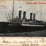 1902 Hamburg, Doppelschrauben-Schnelldampfer 'Deutschland' / German passenger liner steamship (lyuk / pinhole)