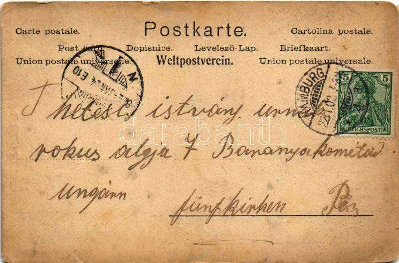 1902 Hamburg, Doppelschrauben-Schnelldampfer 'Deutschland' / German passenger liner steamship (lyuk / pinhole) - Image 2