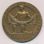 1937. 'III. Kerület Torna és Vívó Egylet 1887-1937' egyoldalas bronz emlékérem 'HAWEL' gyártói jelzéssel. Szign.: Szilas (50mm) T:1- patina