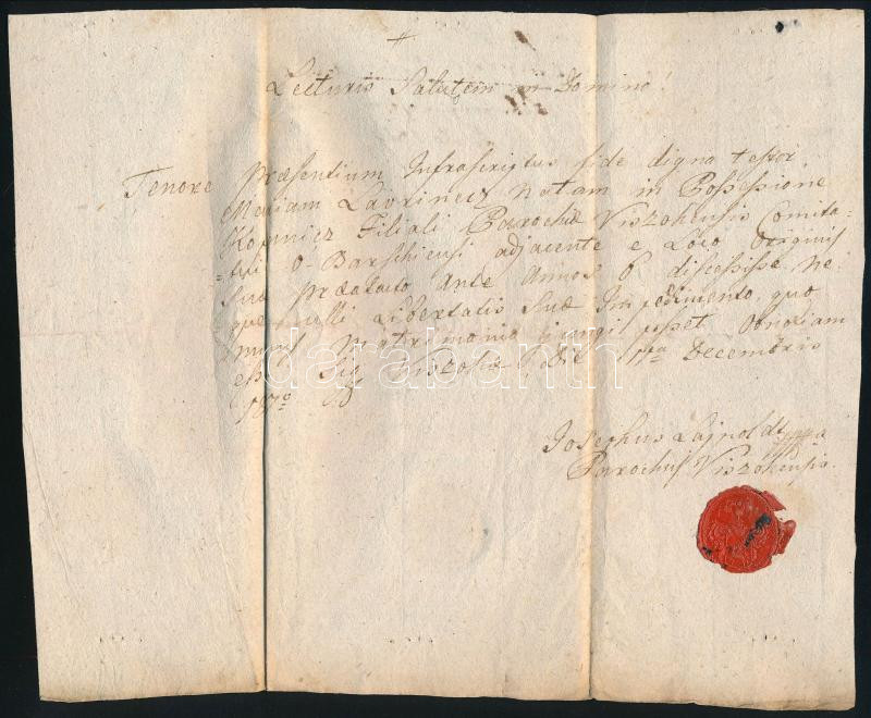 1817 Latin nyelvű irat viaszpecséttel