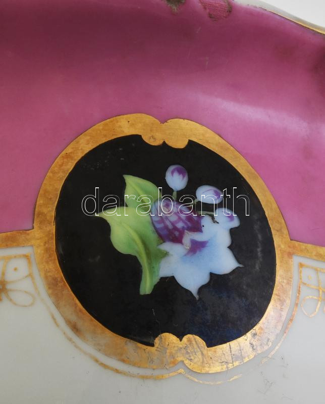 Éjjeli edény. Porcelán, jelzés nélkül, kézzel festett, kopott. d: 21 cm - Image 2