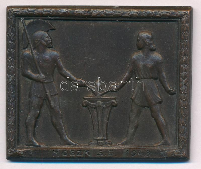 1948. 'MOSZK SE (Magyar Országos Szövetkezeti Központ SE)' egyoldalas bronz díjplakett, hátoldalán '5000m II.' gravírozással (55x46mm) T:2