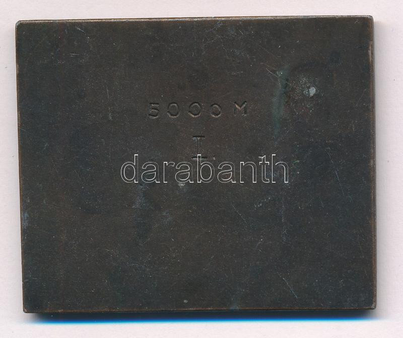 1948. 'MOSZK SE (Magyar Országos Szövetkezeti Központ SE)' egyoldalas bronz díjplakett, hátoldalán '5000m II.' gravírozással (55x46mm) T:2 - Image 2