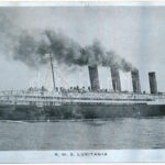 RMS Lusitania - Cunard Line. Metal plate postcard / fémlemez képeslap