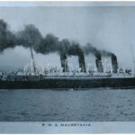RMS Mauretania - Cunard Line. Metal plate postcard / fémlemez képeslap