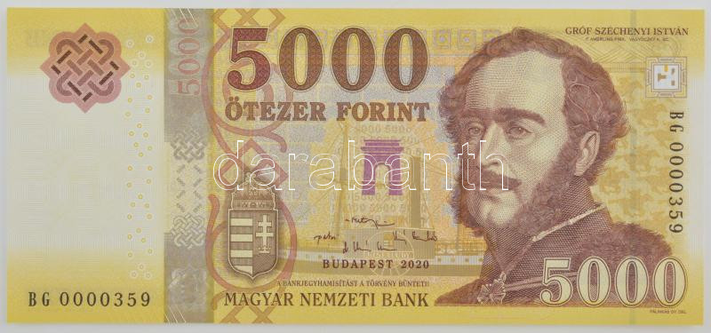 2020. 5000Ft 'BG 0000359' T:I,I- kissé hullámos papír Adamo F63B1