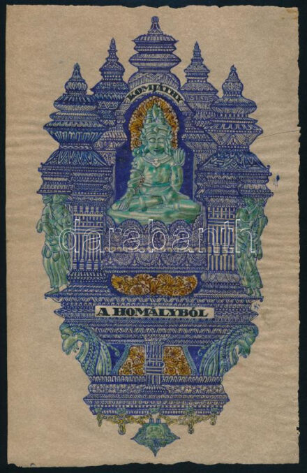 Jelzés nélkül, feltehetően Galambos Margit (?-?) grafikus alkotása: Komjáthy Jenő: A homályból, art deco könyvborító- vagy illusztrációterv, 1925-1930 körül. Akvarell, tus, pauszpapír. 21x13,5 cm.