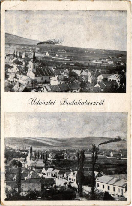 Budakalász, háttérben a textilgyár (EK)