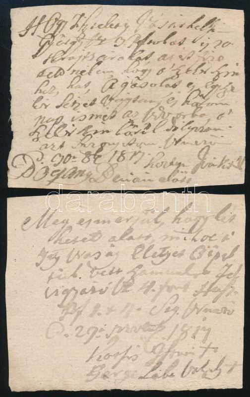 1819 2 db elismervény + német nyelvű levél