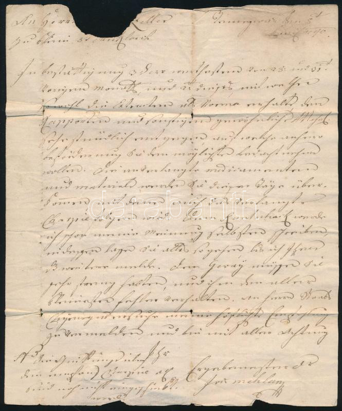 1819 2 db elismervény + német nyelvű levél - Image 2