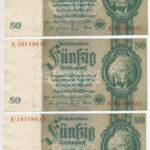 Német Harmadik Birodalom 1933. 50M (3x) sorszámkövetők T:I German Third Reich 1933. 50 Mark (3x) sequential serials C:UNC Krause 182.a