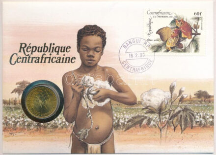 Közép-afrikai Államok 1984. 25Fr Al-bronz felbélyegzett borítékban, bélyegzéssel, német nyelvű leírással T:1 Central African States 1984. 25 Francs Al-bronze in envelope with stamp and cancellation, with German description C:UNC