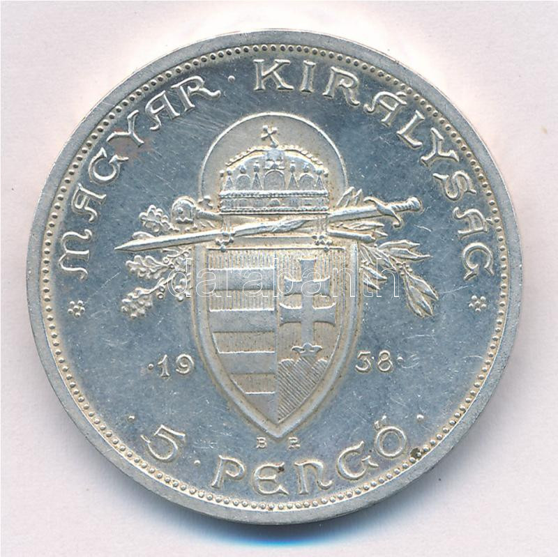 1938. 5P Ag 'Szent István' T:1- Adamo P8.1 - Image 2