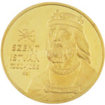 Ifj. Szlávics László (1959-) 2011. 'Szent István / Nagy magyarok' aranyozott Cu emlékérem (40mm) T:PP patina