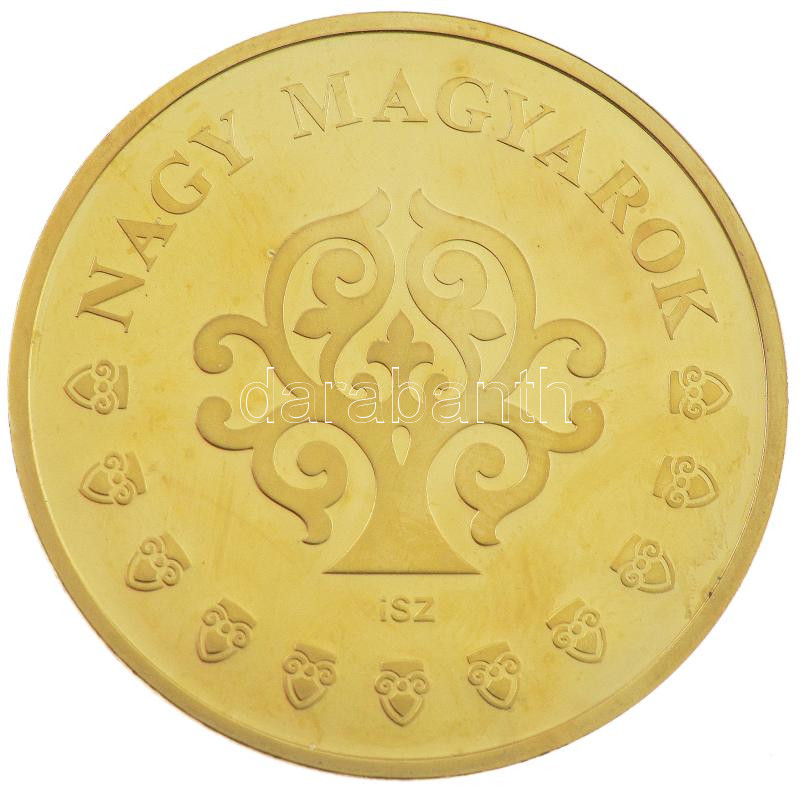 Ifj. Szlávics László (1959-) 2011. 'Szent István / Nagy magyarok' aranyozott Cu emlékérem (40mm) T:PP patina - Image 2