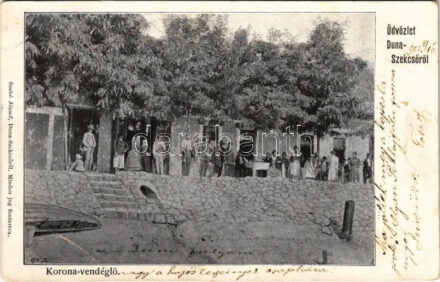 1903 Dunaszekcső, Korona vendéglő. Szabó József kiadása (EB)