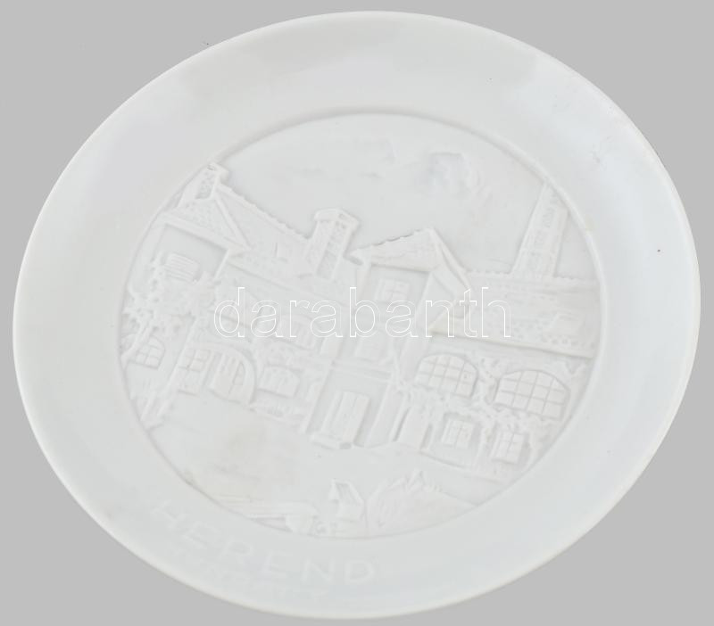 Herend litofán tányér, jelzett, kis tűzrepedésekkel, d: 19 cm