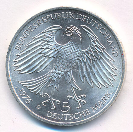 Német Szövetségi Köztársaság 1976D 5M Ag 'Grimmelshausen halálának 300. évfordulója' T:BU FRG 1976D 5 Mark Ag '300th Anniversary - Death of von Grimmelshausen' C:BU Krause KM #144