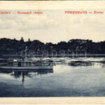 Pozsony, Pressburg, Bratislava; Dunapart, 'POZSONY' átjkelőhajó / Danube riverside / Donau, shuttle boat (EB)