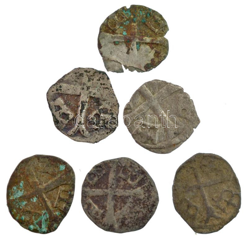 1387-1427. Parvus Ag 'Zsigmond' (6db, összsúly 1,40g) T:2,2- patina Hungary 1387-1427. Parvus Ag 'Sigismund' (6pcs, total weight 1,40g) C:XF,VF patina Huszár: 580., Unger I.: 451