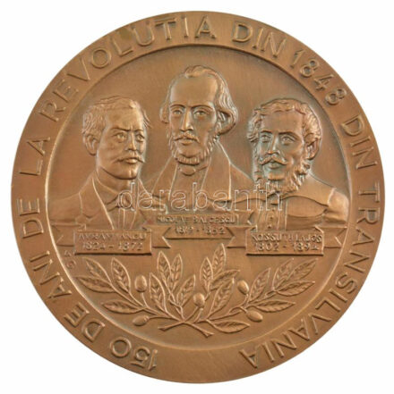 Románia 1998. 'Az 1848-as szabadságharc 150. évfordulója / Arad város megemlékezése' kétoldalas bronz plakett Avram Iancu, Nicolae Balcescu és Kossuth Lajos portréival, hátoldalon Cicero idézettel (71mm) T:1- Romania 1998. '150 DE ANI