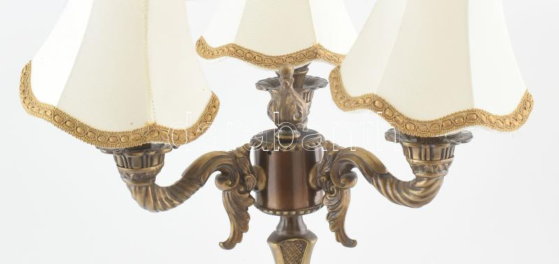 Bronz 3 ágú lámpa, ernyőkkel. m: 47 cm. (Érintésvédelem szempontjából nincs bevizsgálva) - Image 2