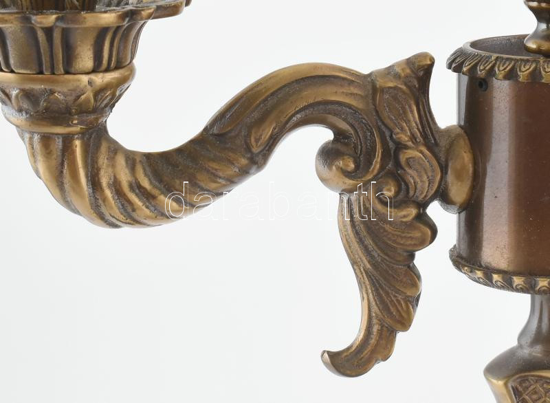 Bronz 3 ágú lámpa, ernyőkkel. m: 47 cm. (Érintésvédelem szempontjából nincs bevizsgálva) - Image 3