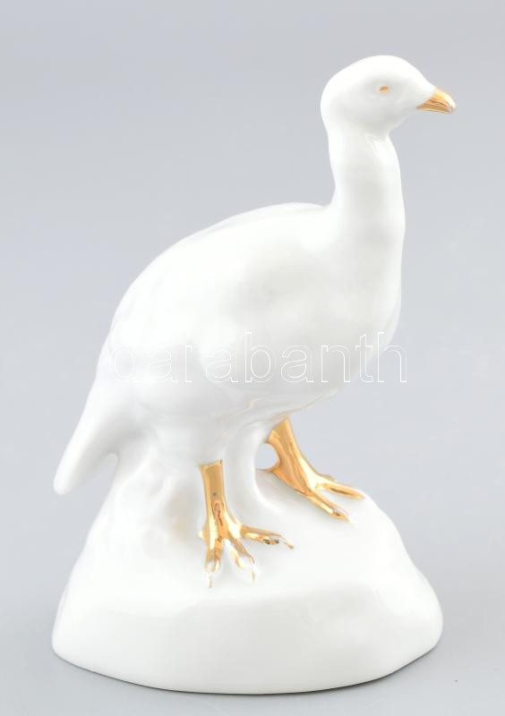 Madár figura, porcelán, jelzés nélkül, kopásokkal. M: 14 cm