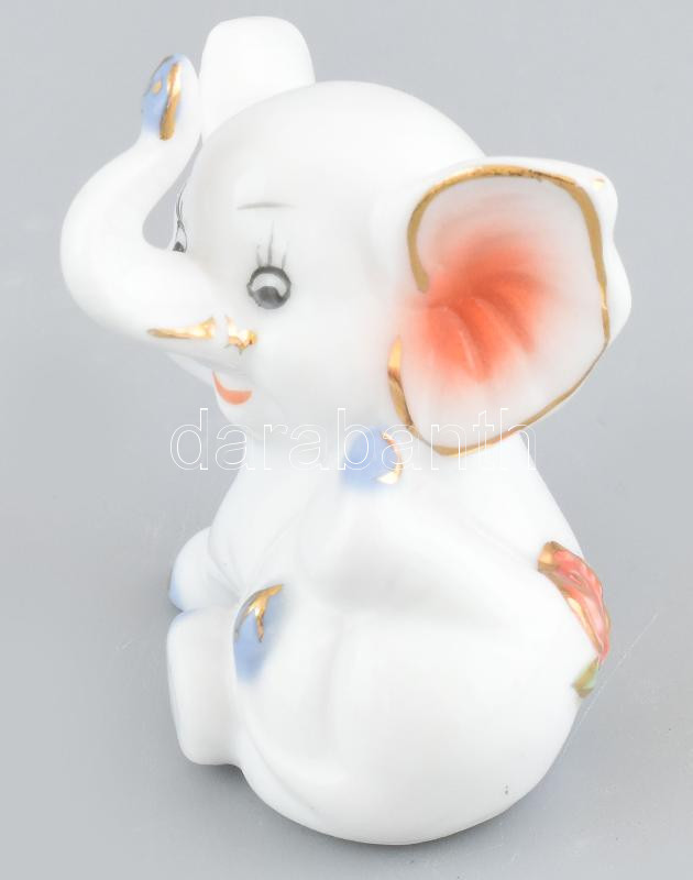 Elefánt figura, porcelán, jelzés nélkül, kopásokkal, m: 6 cm - Image 2