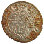 1555K-B Denár 'I. Ferdinánd' ezüstözött hamisítvány (0,58g) T:2 patina Hungary 1555K-B Denar 'Ferdinand I' silvered fake (0,58g) C:XF patina Huszár: 935., Unger II.: 745.a