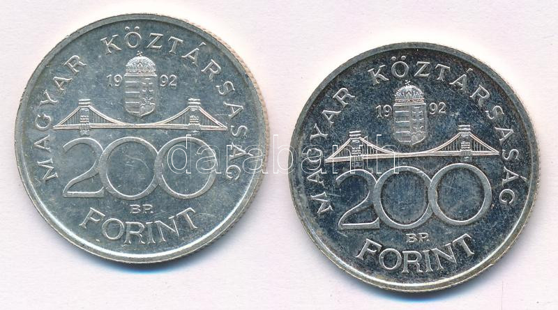 1992. 200Ft Ag 'MNB' (2x) T:1-,2 kis patina Adamo F13 - Image 2