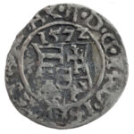 1572K-B Denár Ag 'Miksa' (0,54g) T:2- patina Hungary 1572K-B Denar Ag 'Maximilian' (0,54g) C:VF patina Huszár: 992., Unger II.: 766.a - Image 2