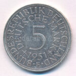 NSZK 1951F 5M Ag T:1-,2 ph FRG 1951F 5 Mark Ag C:AU,XF edge error Krause KM# 112.1 - Image 2