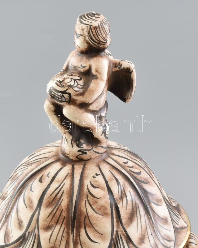 Nagyméretű Capodimonte fedeles váza, jelzett, kopásokkal, m: 47 cm - Image 2