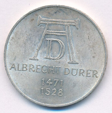 NSZK 1971D 5M Ag 'Albrecht Dürer születésének 500. évfordulója' T:2 patina, kis ph FRG 1971D 5 Mark Ag '500th Anniversary - Birth of Albrecht Dürer' C:XF patina, small edge error Krause KM#129