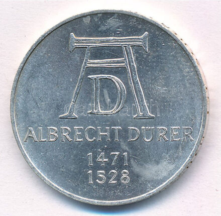 Német Szövetségi Köztársaság 1971D 5M Ag 'Albrecht Dürer születésének 500. évfordulója' T:1-,2 kis karc FRG 1971D 5 Mark Ag '500th Anniversary - Birth of Albrecht Dürer' C:AU,XF small scratch Krause KM#129