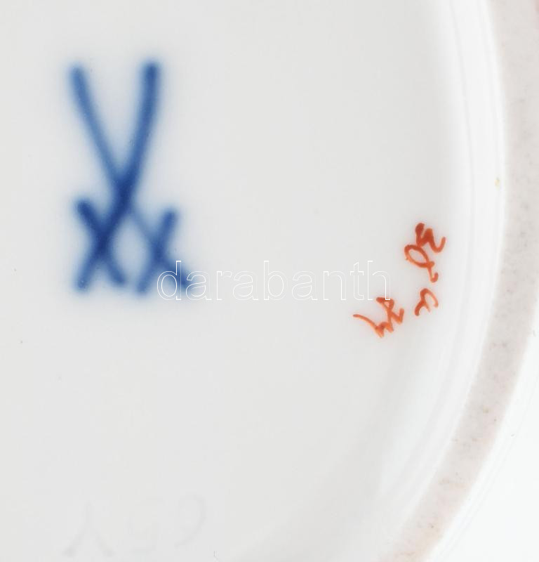 Meissen virágmintás tálka, jelzett, hibátlan, 10x14 cm - Image 2