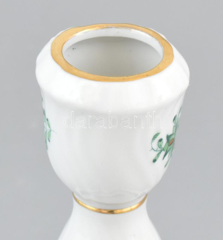 Herendi zöld Apponyi mintás gyertyatartó / lámpatest. Kézzel festett, jelzett, m:15,5 cm - Image 2