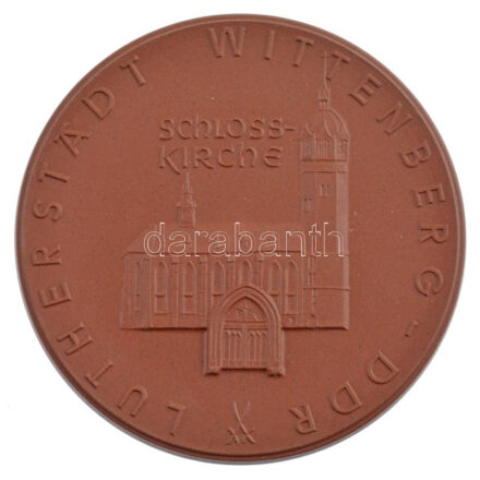 NDK 1983. 'AZ NDK 1983-as Martin Luther kitüntetése - Wittenberg templom ' kerámia meisseni emlékérem (61mm) T:1 GDR 1983. 'Martin Luther Ehrung 1983 der Deutschen Demokratischen Republik- Wittenberg)' Meissen ceramic plaque (61 mm) C: UNC
