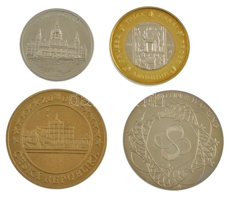 4xklf fantáziaveret, közte 'Búcsú a valutától' és klf országok fantázia eurói T:1,1- 4xdiff fantasy medallion, in it 'Farewell to currency' and fantasy euros of diff countries C:UNC,AU - Image 2