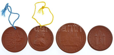 NDK 4 db Meisseni kerámia és porcelán emlékérem: Látogatói emlék. Löbau 700 éves, 30 éves az NDK,. J. F. Böttger'.(12-48 mm) T: UNC, EF / GDR 4 Meissen porcelain and ceramic commemorative coins