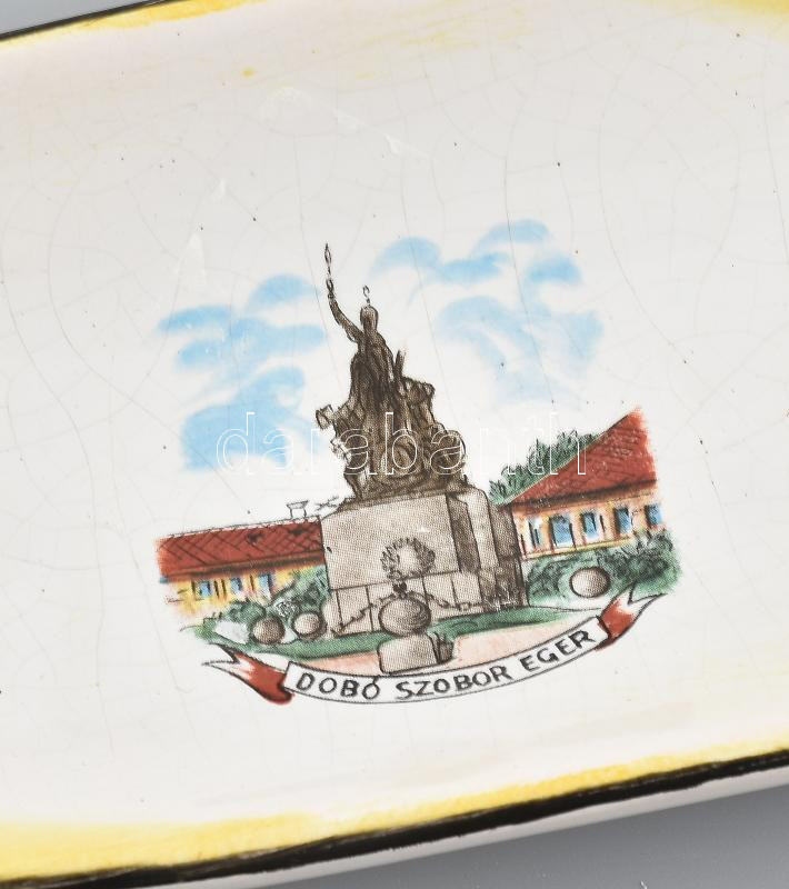 Bodrogkeresztúr: Dobó szobor Eger. Tálka, jelzett, kopásokkal, h: 34 cm - Image 2